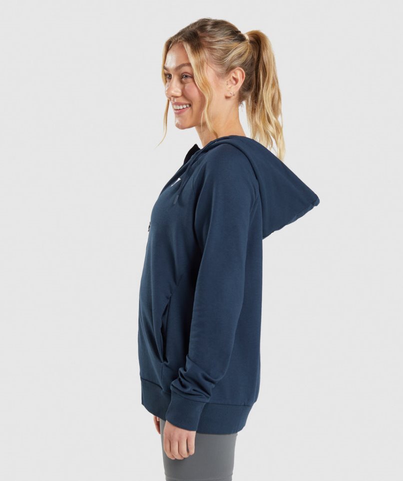 Women's Gymshark Training Zip Hoodie Navy | NZ 6ZUMWH